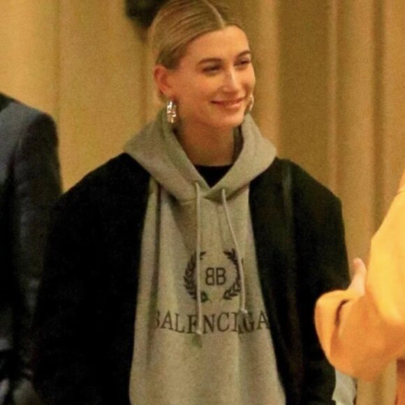 BALENCIAGA LOGO Hoodie RED Hailey Bieber Streetwear Sweatshirt 100% Authentic - Picture 6 of 13